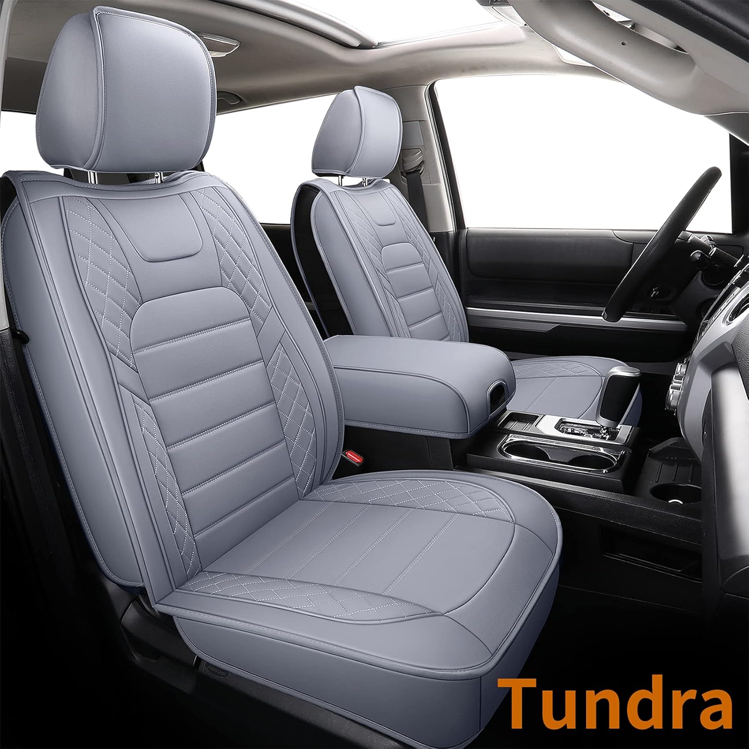 Black Faux Leather Full Set Seat Covers with Center Console Cover N19858