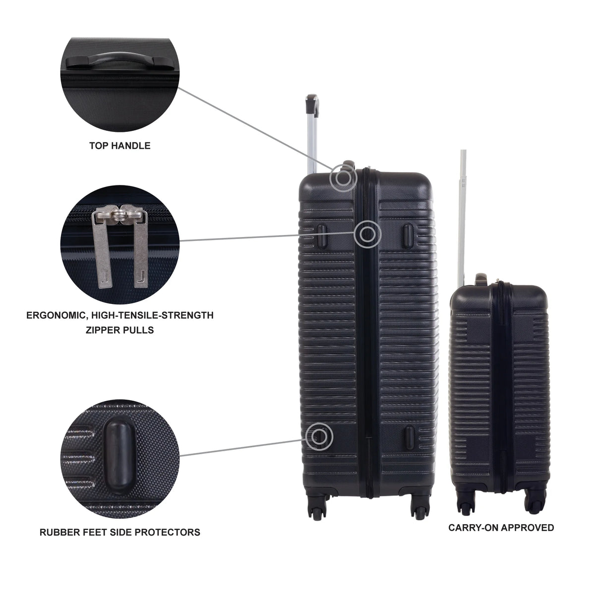 5pc Hardside Rolling Spinner Upright Set, 20" 28" Luggage, 3pc Packing Cubes, Charcoal B5606
