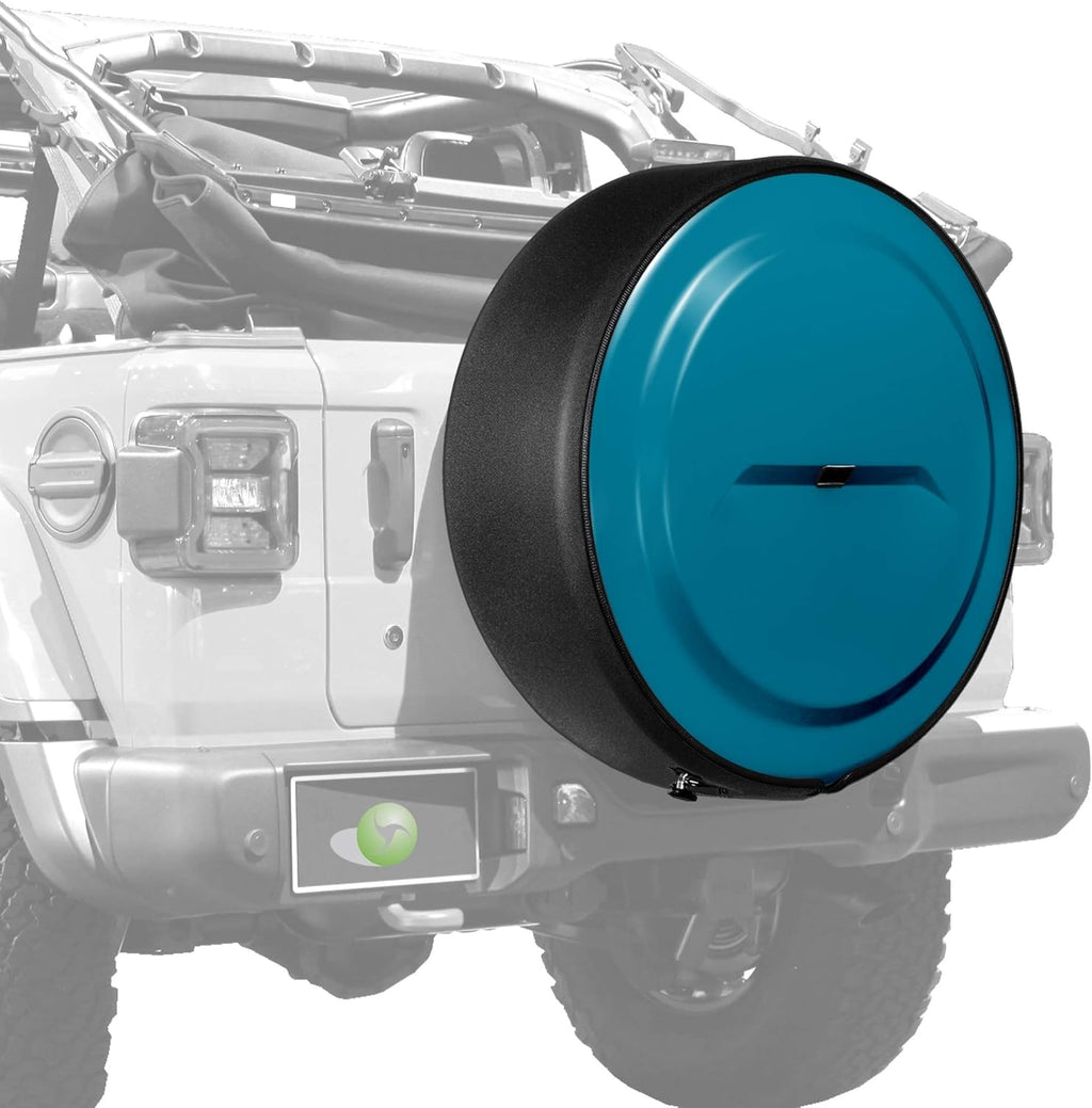 Bright White Painted Plastic Face Black Powder-Coated Ring Tire Cover O6184