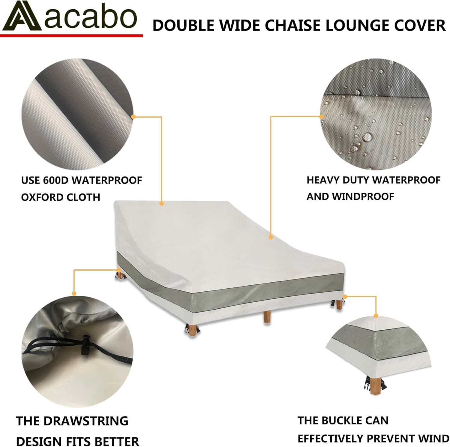 Double Wide Patio Chaise Lounge Chair Cover 82Inch Heavy Duty Waterproof X229