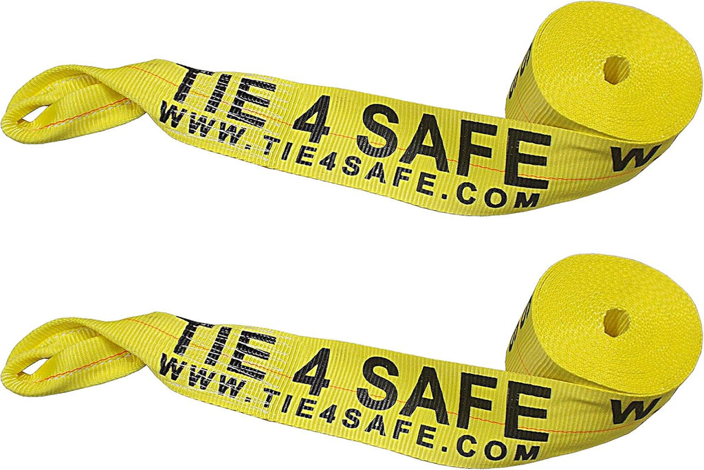 4 x 30' Heavy Duty Twisted Loop Winch Strap Tie Down (Yellow, 10 - Pack) P282