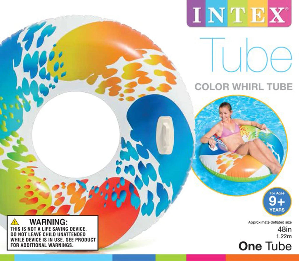 Inflatable 47" Color Whirl Tube Pool Raft with Handles (6 Pack) M8090