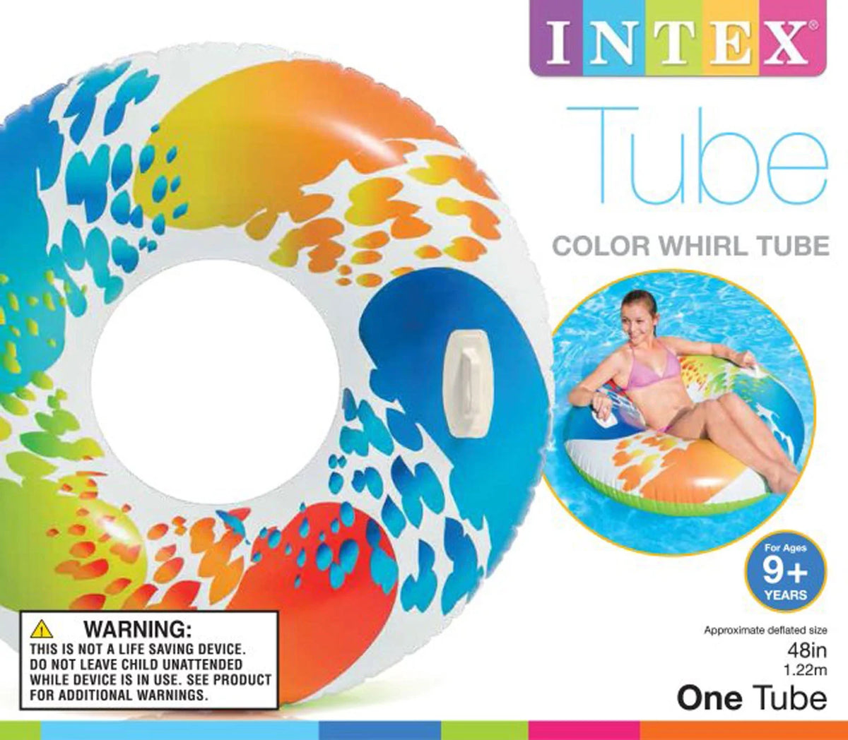 Inflatable 47" Color Whirl Tube Pool Raft with Handles (6 Pack) M8090