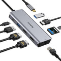 USB C Docking Station Dual Monitor, 9 in 1 USB C Hub, Ethernet, 2 USB 3.0, 1 USB 2.0, SD/TF Card Reader, 100W PD, Pack of 2 V54599