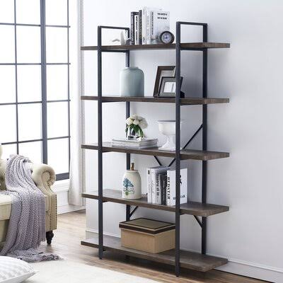 5-Shelf Bookcase with Metal Frame Z9283