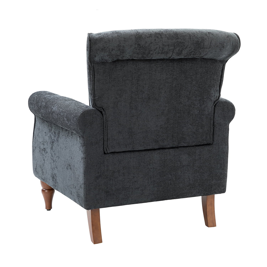 Charcoal Upholstered Accent Chair with Wood Legs R544