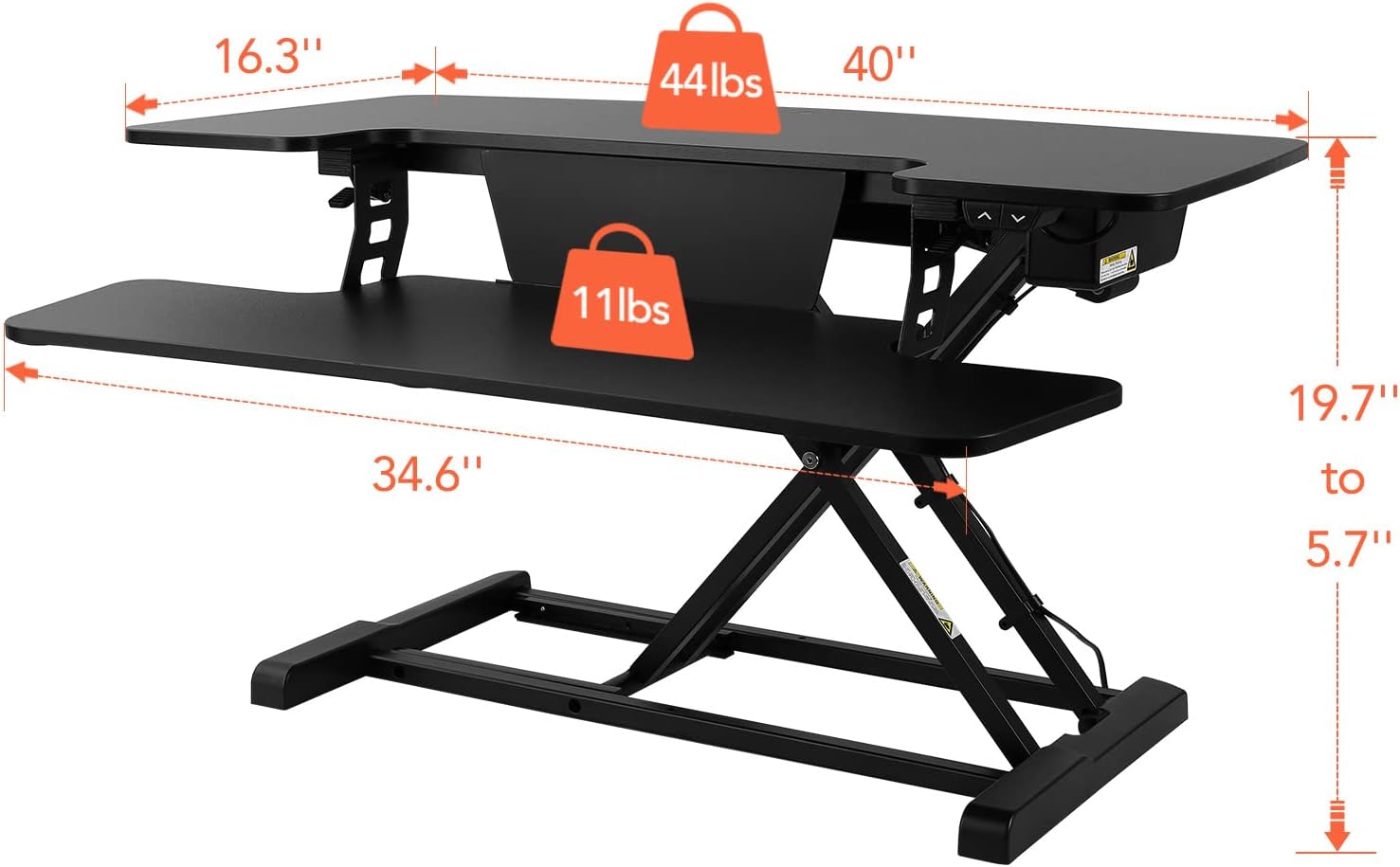 Electric Standing Desk Converter with Quick Release Keyboard Tray I649894