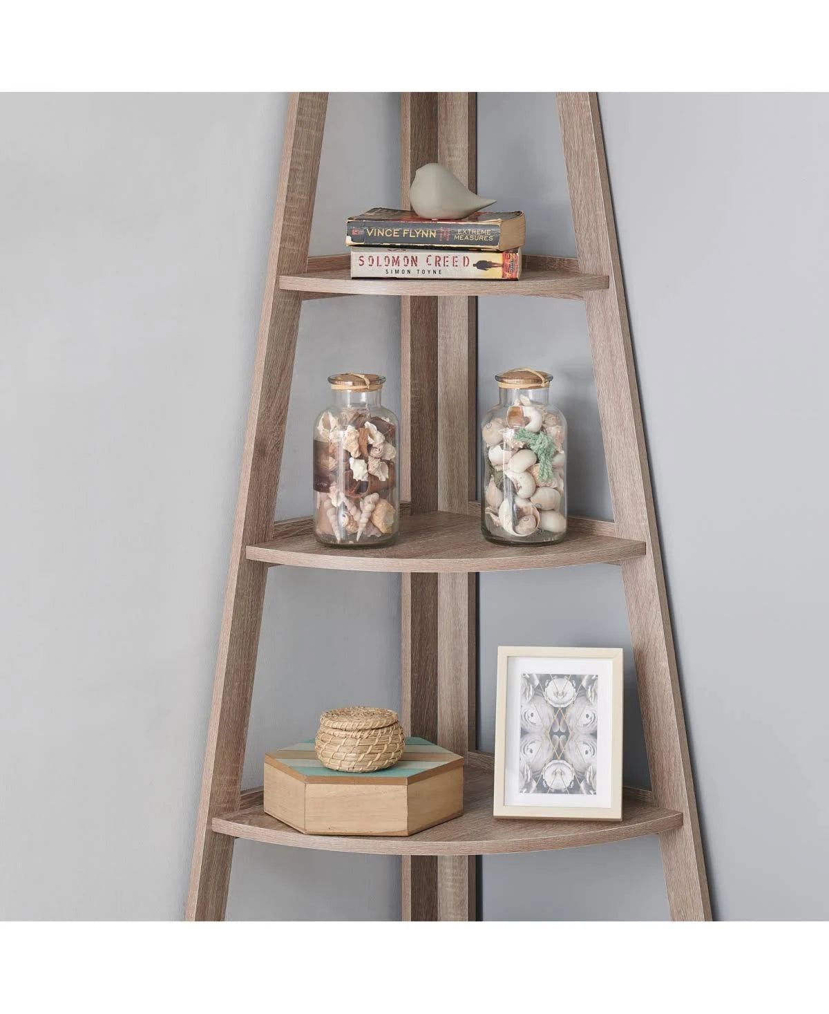 Black 5-Tier Corner Ladder Display Shelves T576475