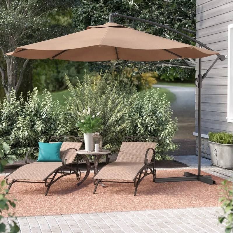 Navy Stripe Cantilever Patio Umbrella with Stand X30682