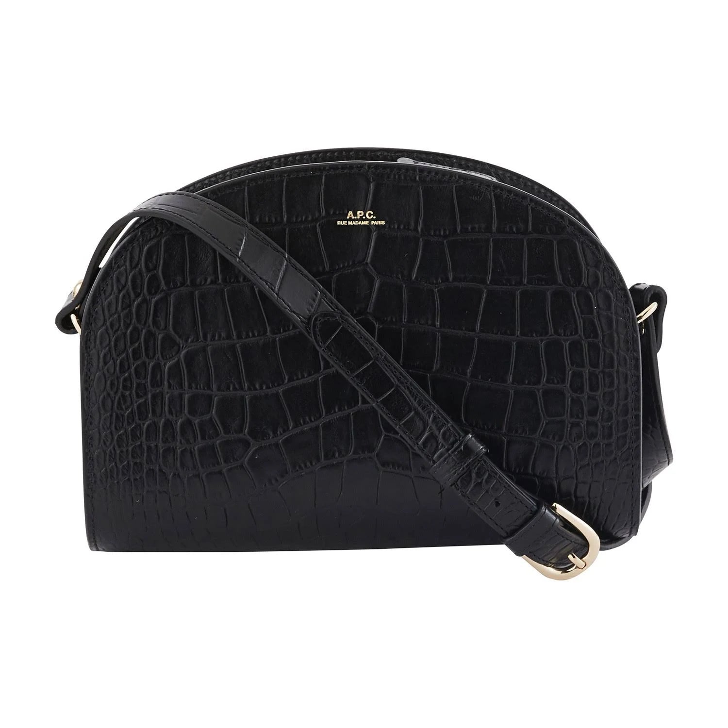 Black Croco Embossed Leather Shoulder Bag L83187