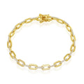Paperclip Bracelet 14k Gold over Silver with Simulated CZ Diamonds, 7’’ Italian Bracelet N315880