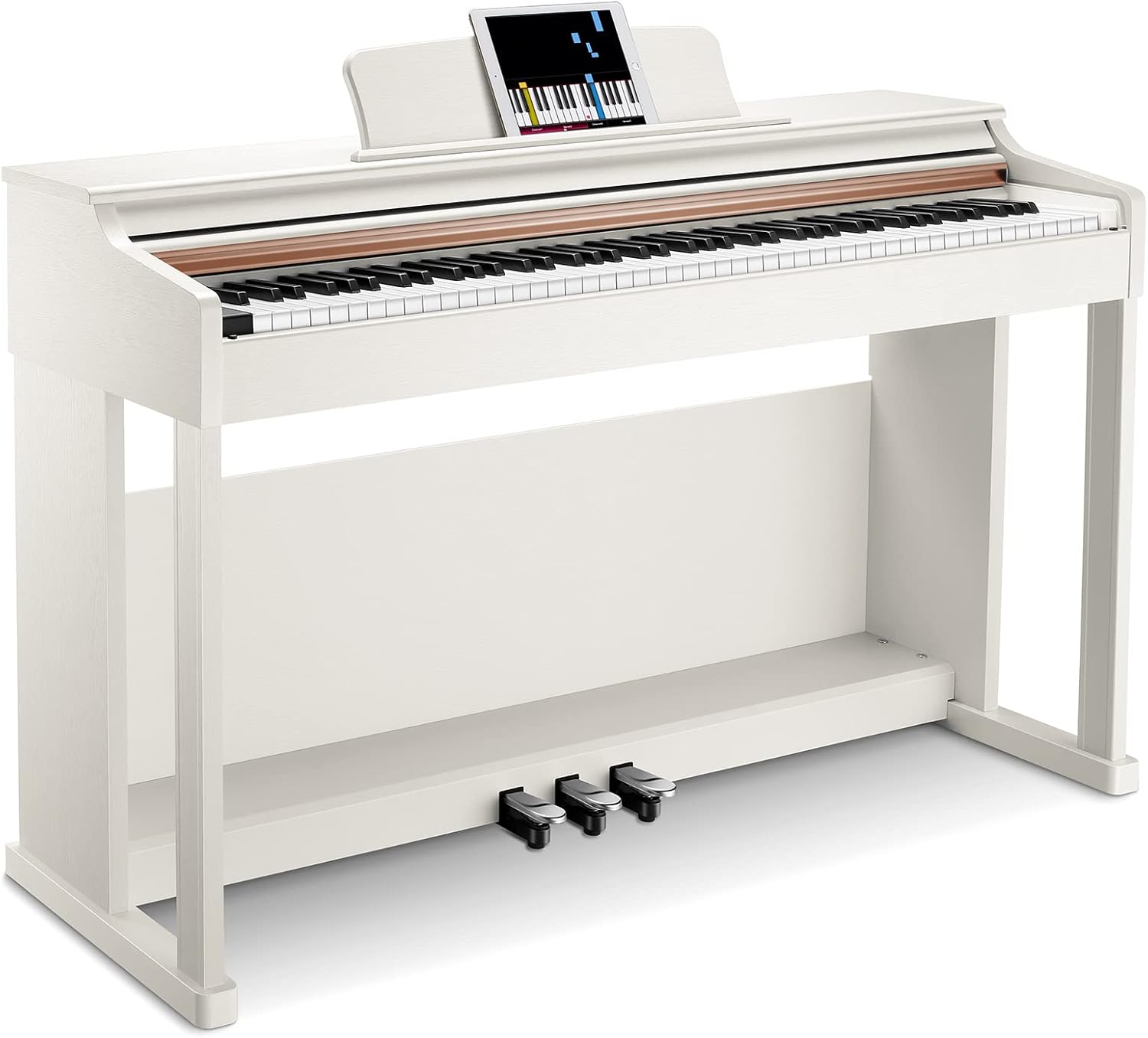 White 88-Key Weighted Action Digital Piano Bundle with Furniture Stand and Power Adapter V145222