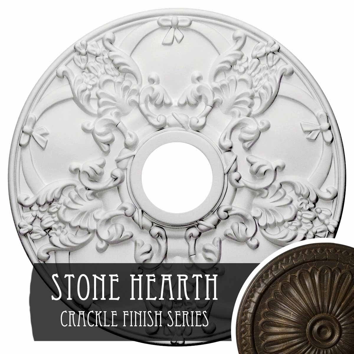 18x22OD x 3 1/2x22ID x 1 3/8x22P Hand-Painted Stone Hearth Crackle Ceiling Medallion P538