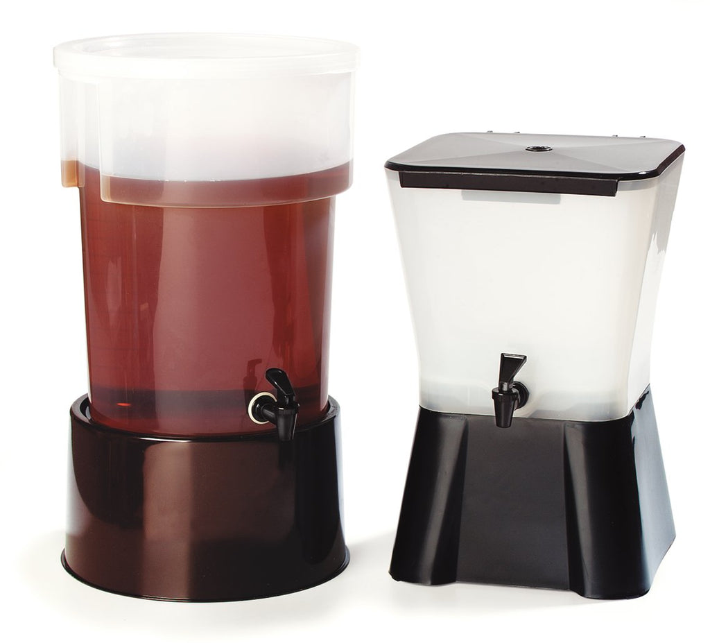 Polypropylene Round Beverage Dispenser with Base, 5 gal. Capacity, Black, Pack of 2 F36449