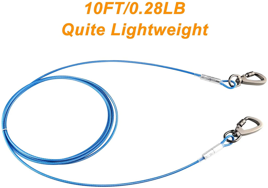 Blue 40ft Dog Tie-Out Cable with Swivel Hook F73896