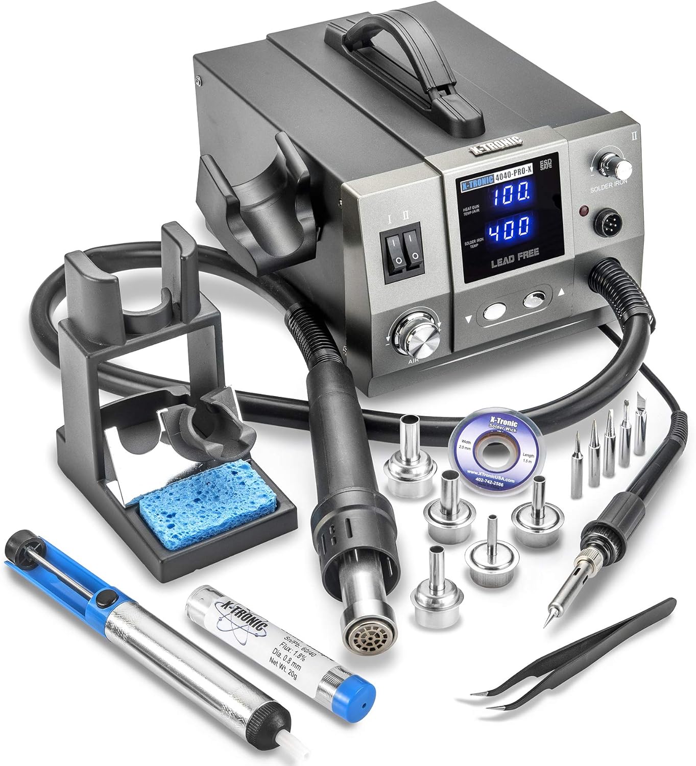 775 Watt Hot Air Rework & Soldering Iron Station with Digital Temp Controls Q49053