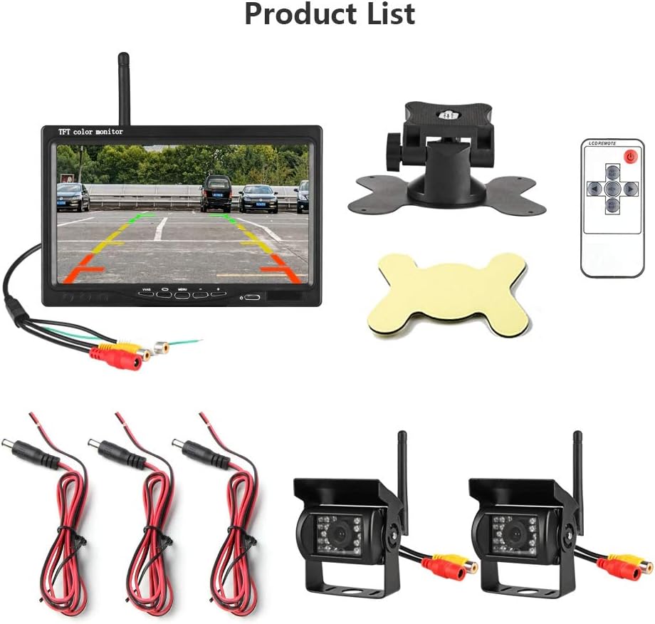4pcs Wireless Vehicle Backup Cameras Plus 7 Monitor Parking Assistance System D887276