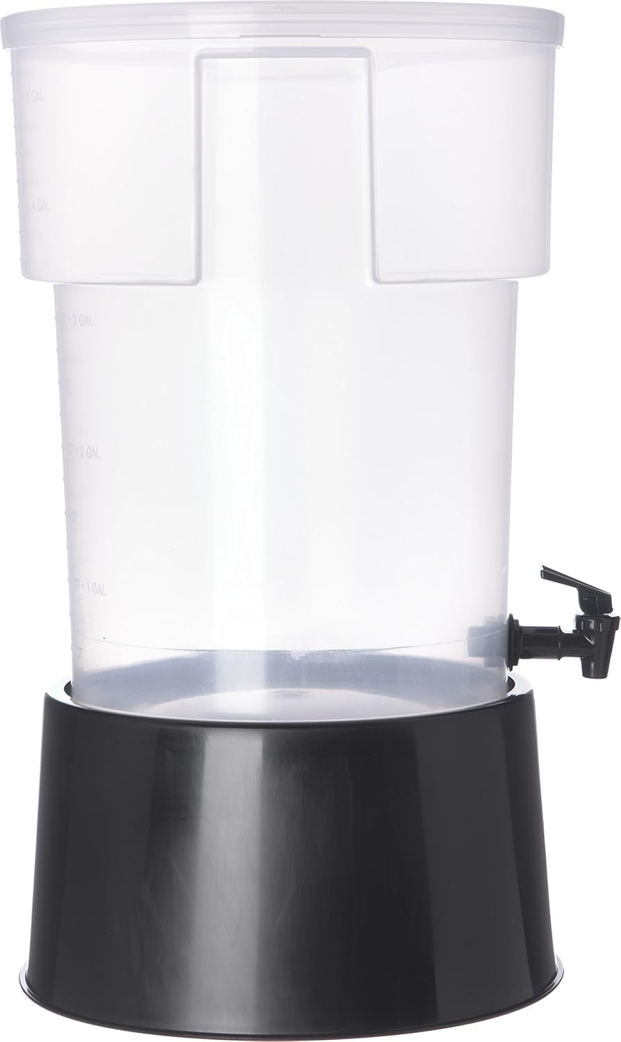 Polypropylene Round Beverage Dispenser with Base, 5 gal. Capacity, Black, Pack of 2 F36449
