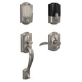 Satin Nickel Smart WiFi Door Lock with Alarm and Accent Lever Handleset H395