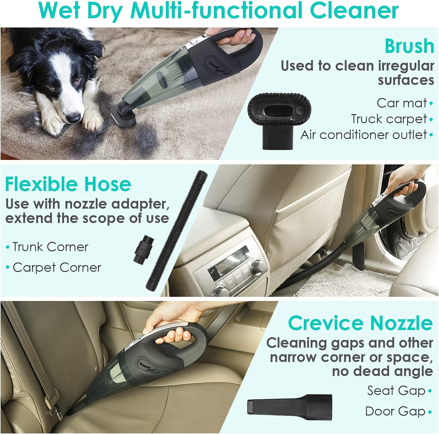 Portable Handheld Vacuum Cleaner Cordless Rechargeable Mini Car Vacuum Wet Dry Pack of 2 G813