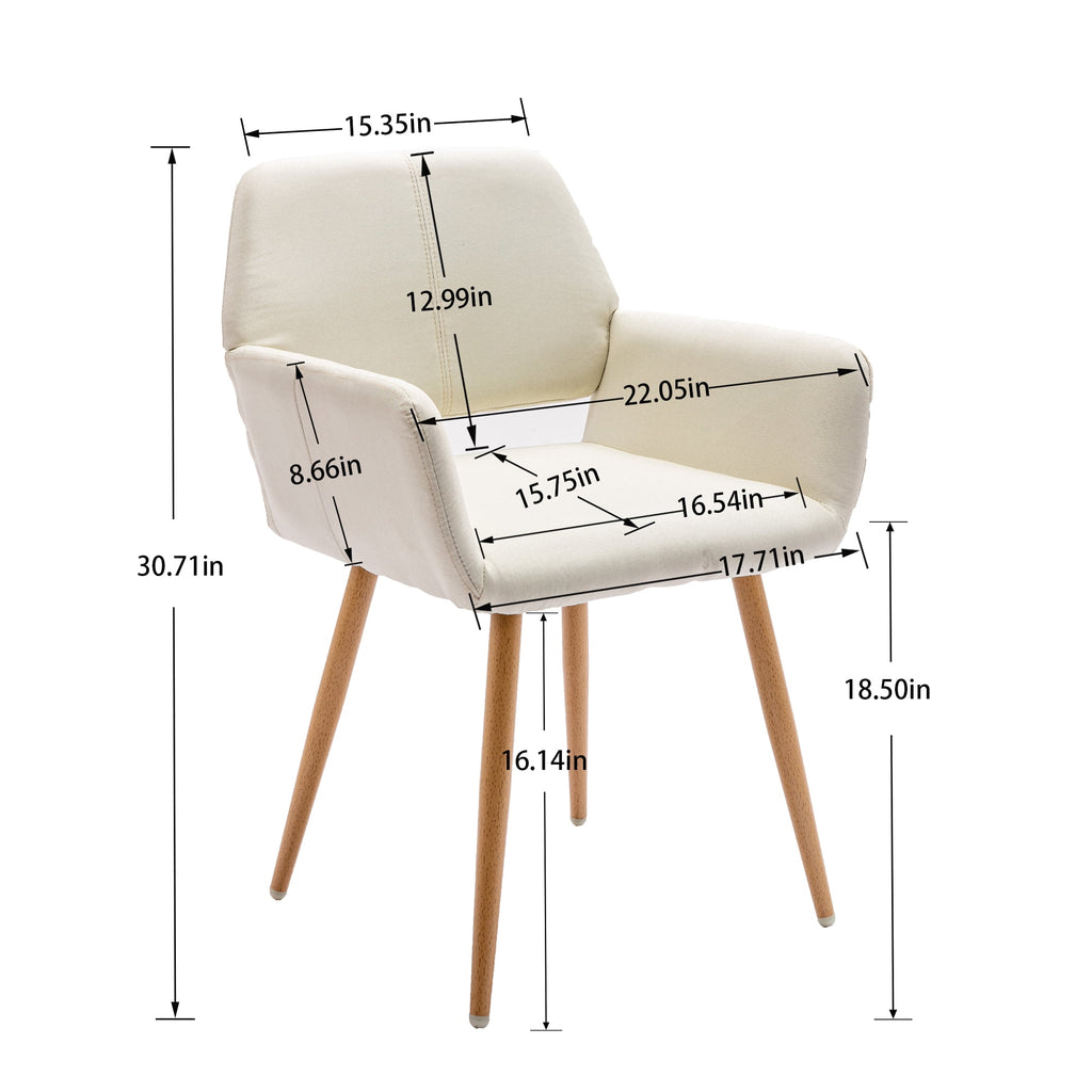 Beige Fabric Mid-Century Accent Chair with Metal Legs B195