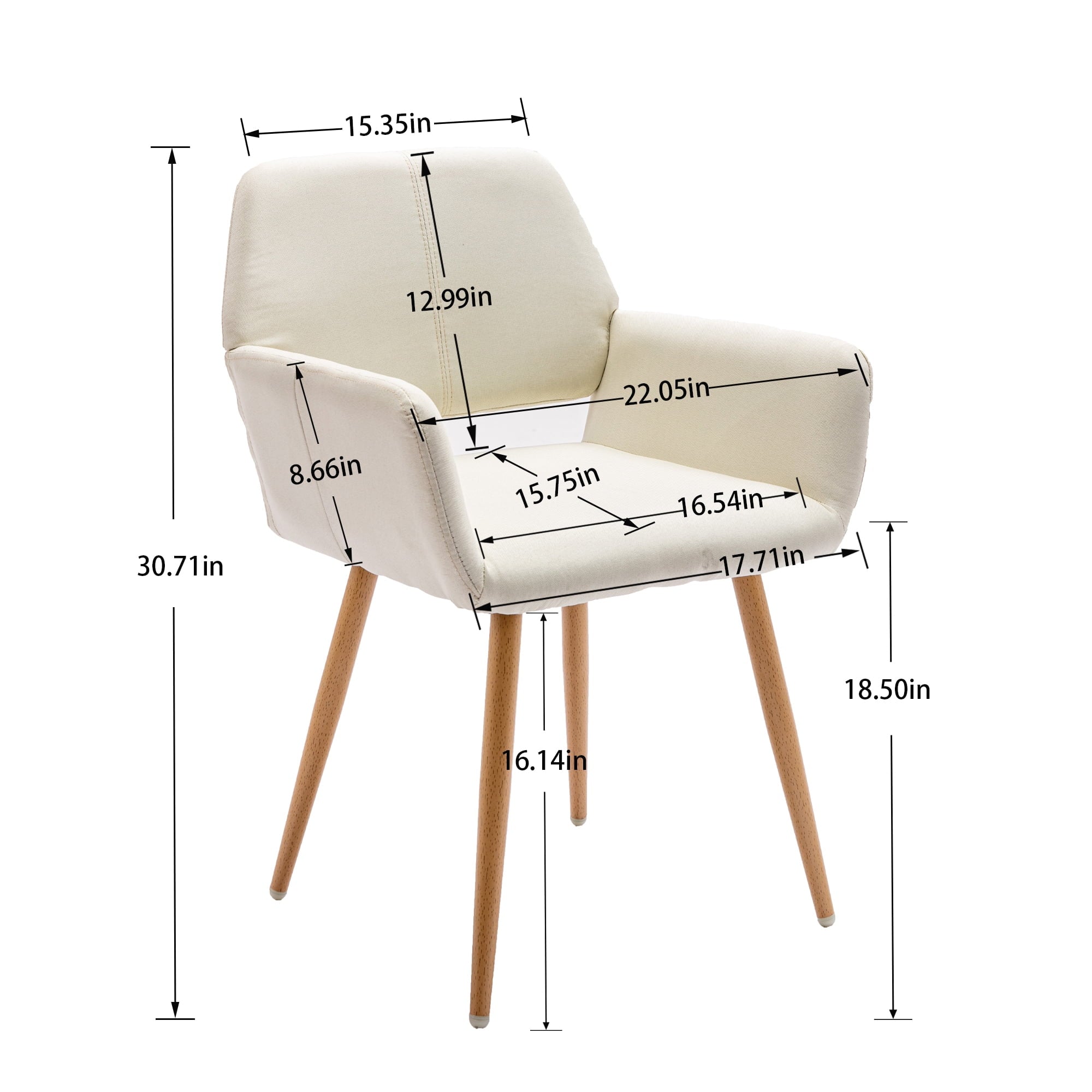 Beige Fabric Mid-Century Accent Chair with Metal Legs B195