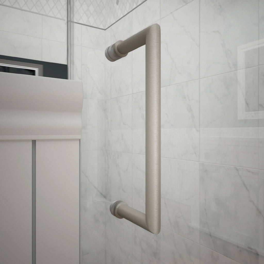 Brushed Nickel Hinged Shower Door Y153926