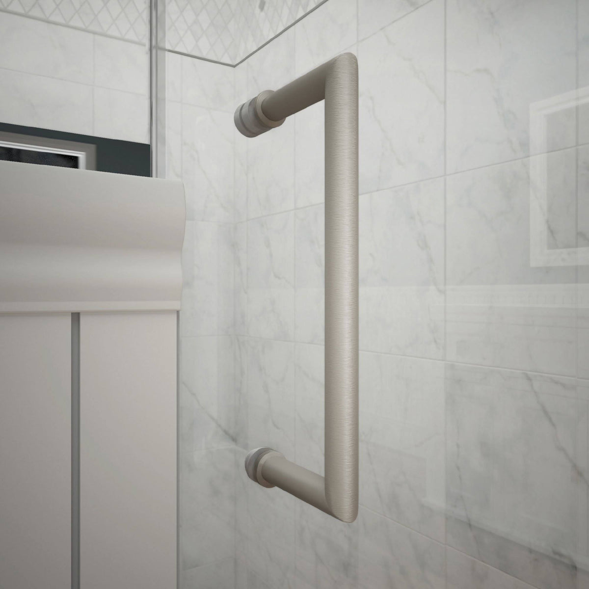 Brushed Nickel Hinged Shower Door Y153926