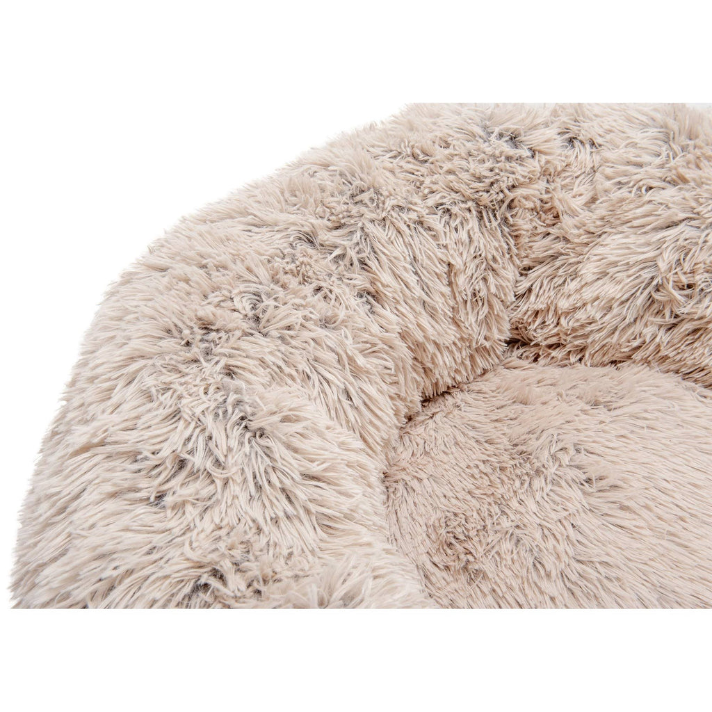 Taupe Jumbo Long Fur Donut Dog Bed Q671187