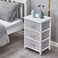 White 3 Drawer Wood Nightstand Dresser T5849