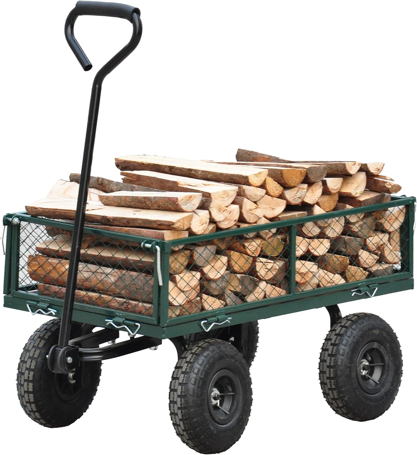 Green Heavy Duty Mesh Steel Utility Wagon with Removable Sides W5788
