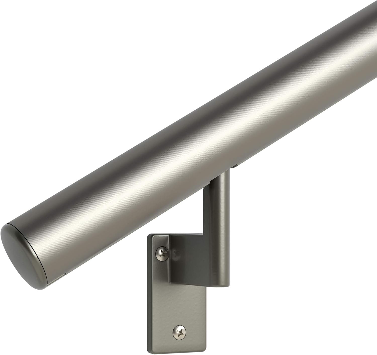 Satin Black Anodized Aluminum Handrail Kit with Wall Brackets and Endcaps L13545