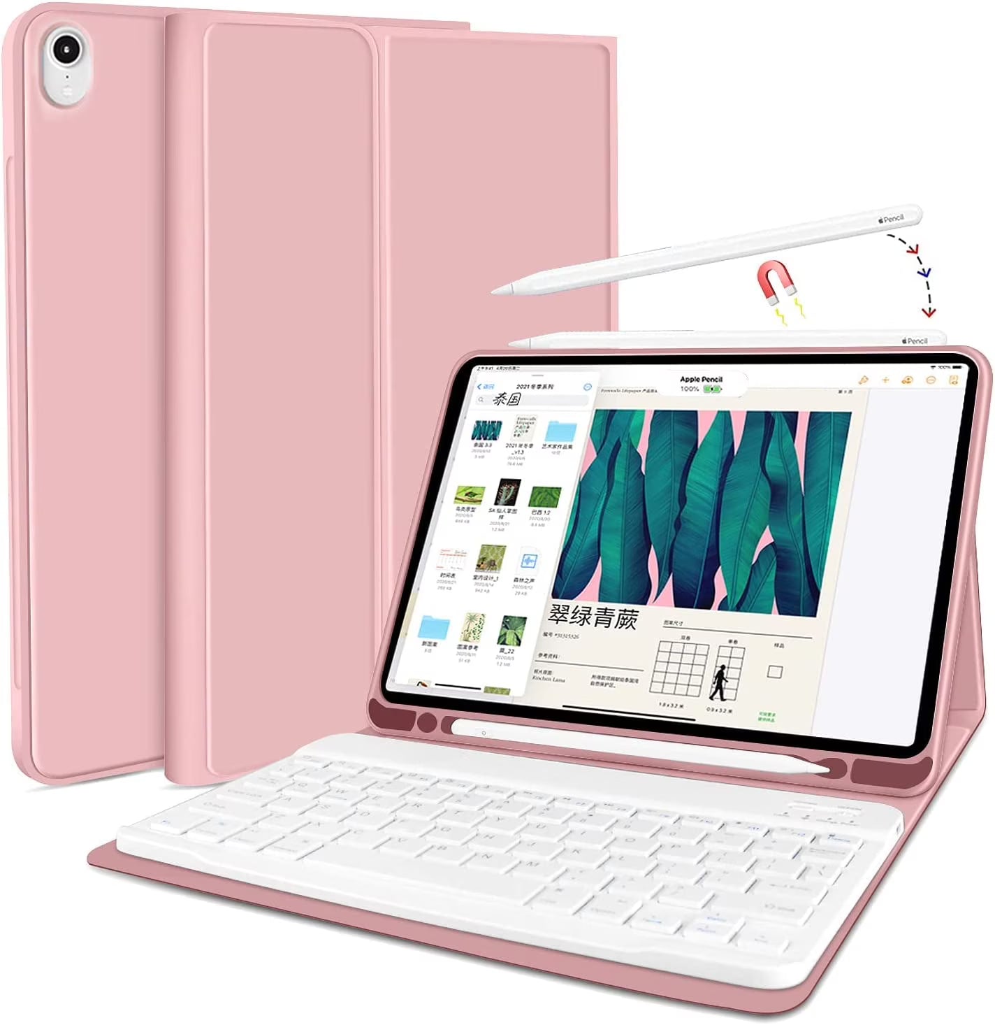 Keyboard Case for iPad Air 5th Generation 2022 / iPad Air 4th Generation 2020 with Pencil Holder, Magnetically Detachable Wireless Keyboard Stand Cover for ipad Air 4/5 10.9 Inch R25059