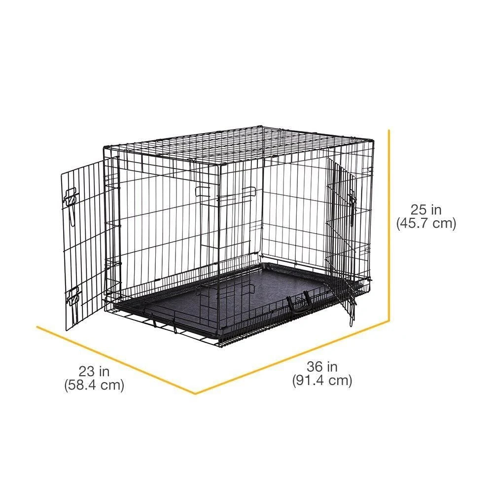 36 inch 2-Door Black Dog Crate K10178