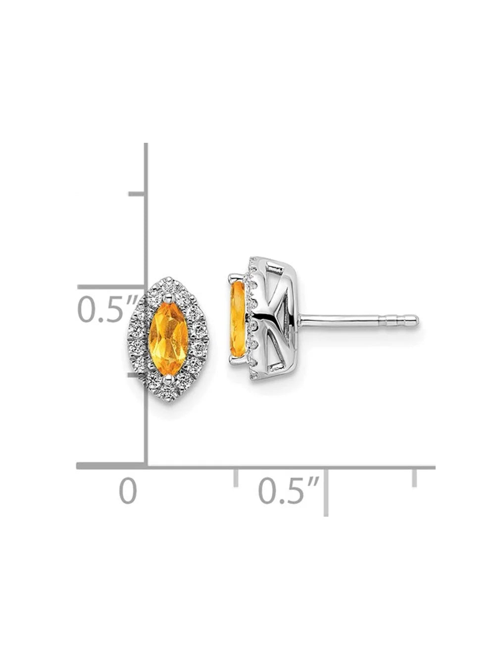 Citrine Halo Earrings in 14K White Gold with Lab-Grown Diamonds F5402