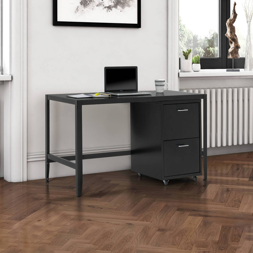 Black Metal 2-Drawer Mobile File Cabinet V399