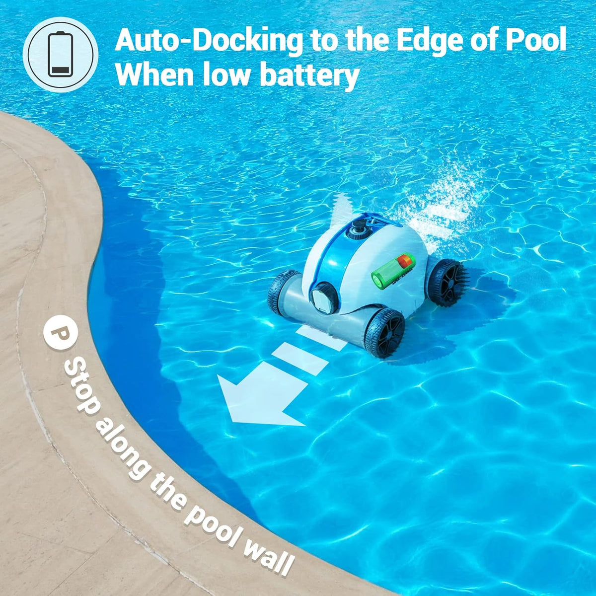 Cordless Robotic Pool Cleaner with Rechargeable Battery, IPX8 Waterproof, Blue I6235