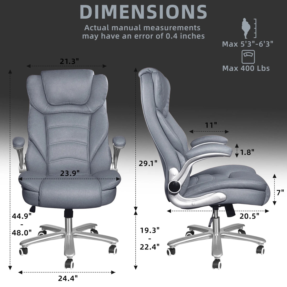 Light Blue PU Leather High Back Office Chair W249
