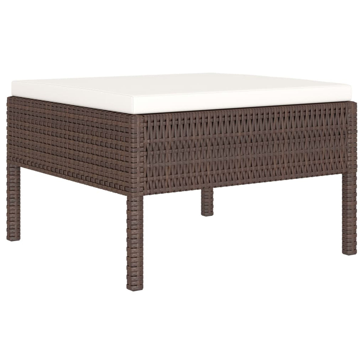 6 Piece Patio Lounge Set with Cream White Cushion Brown Poly Rattan Sectional Outdoor Furniture Set O134