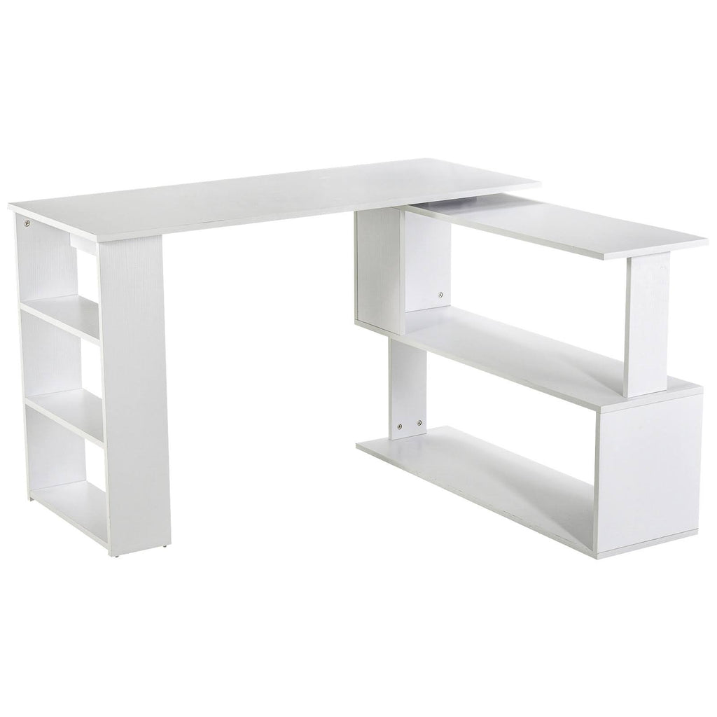 360 Rotating L Shaped Corner Desk with Bookshelves P238