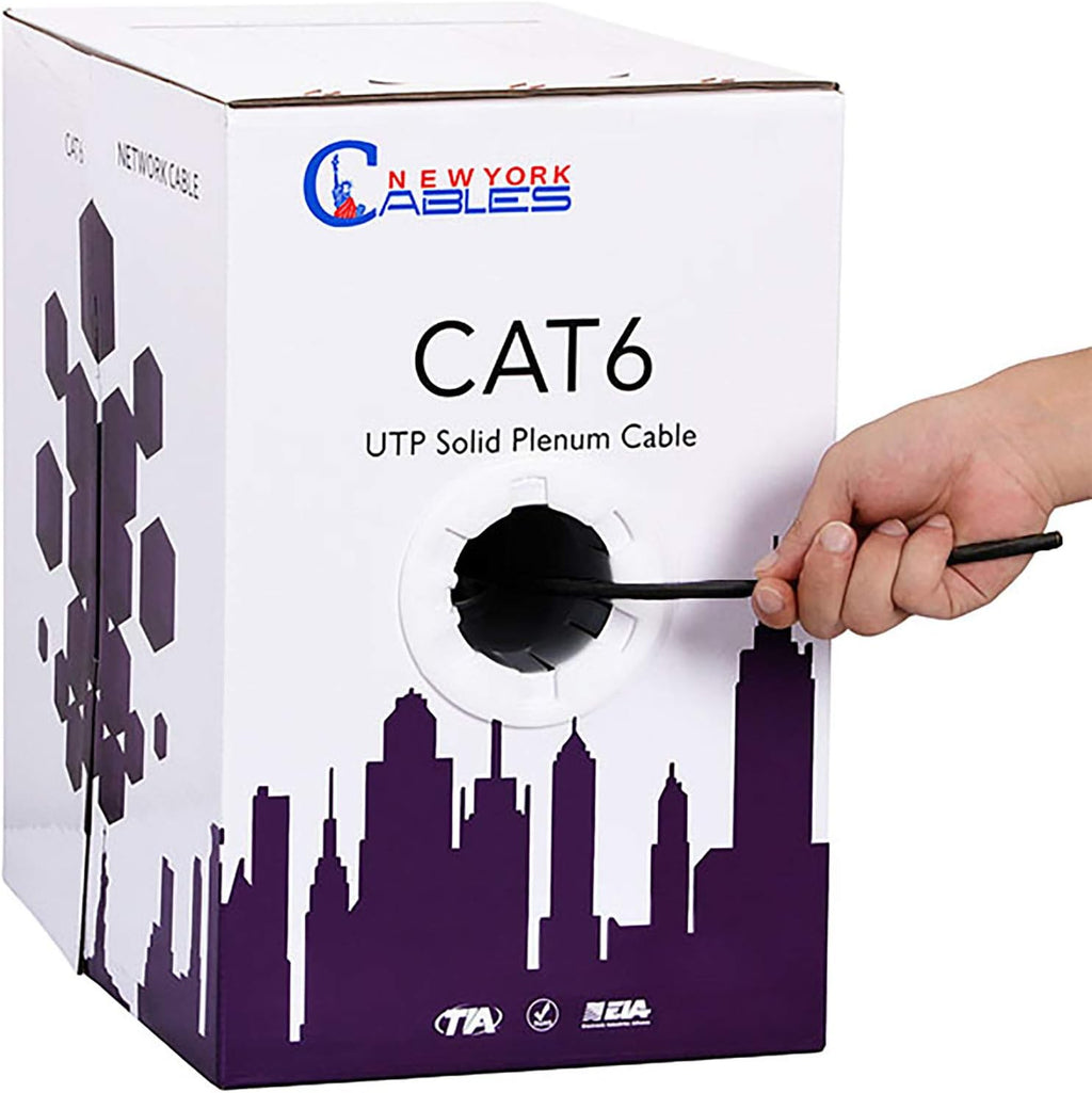 CAT6 Plenum Cable 1000ft (CMP) 23AWG Solid Conductor 550MHz 4Pair 10GB UTP Internet Cable L929