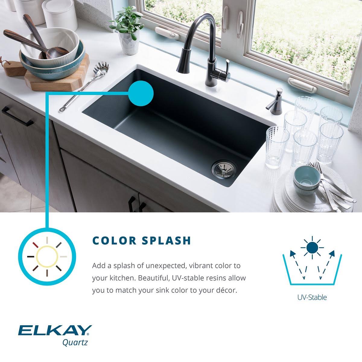 Quartz Classic Single Bowl Undermount Sink, Dusk Gray H464