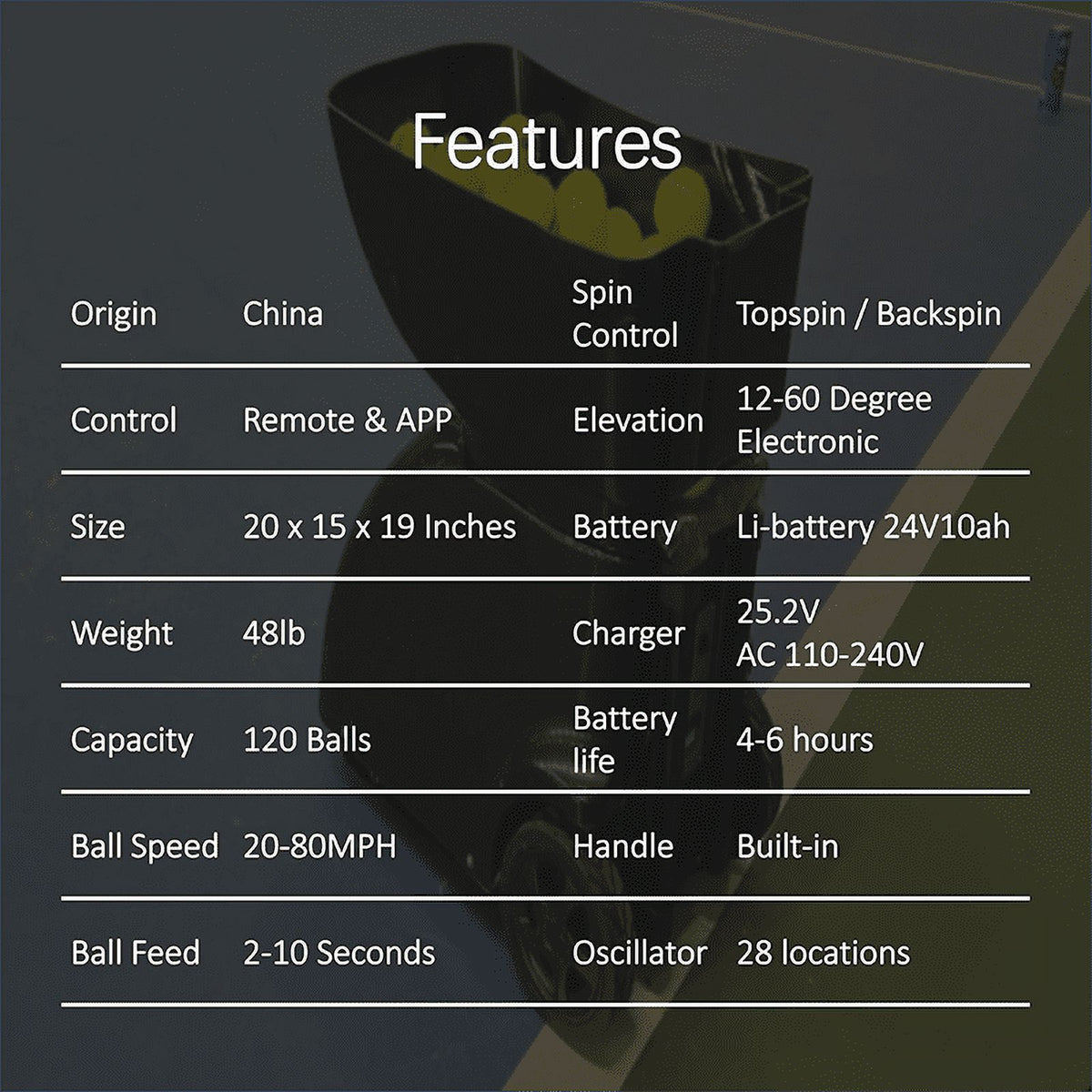 Tennis Ball Machine Pro 28 Precise Spots D477