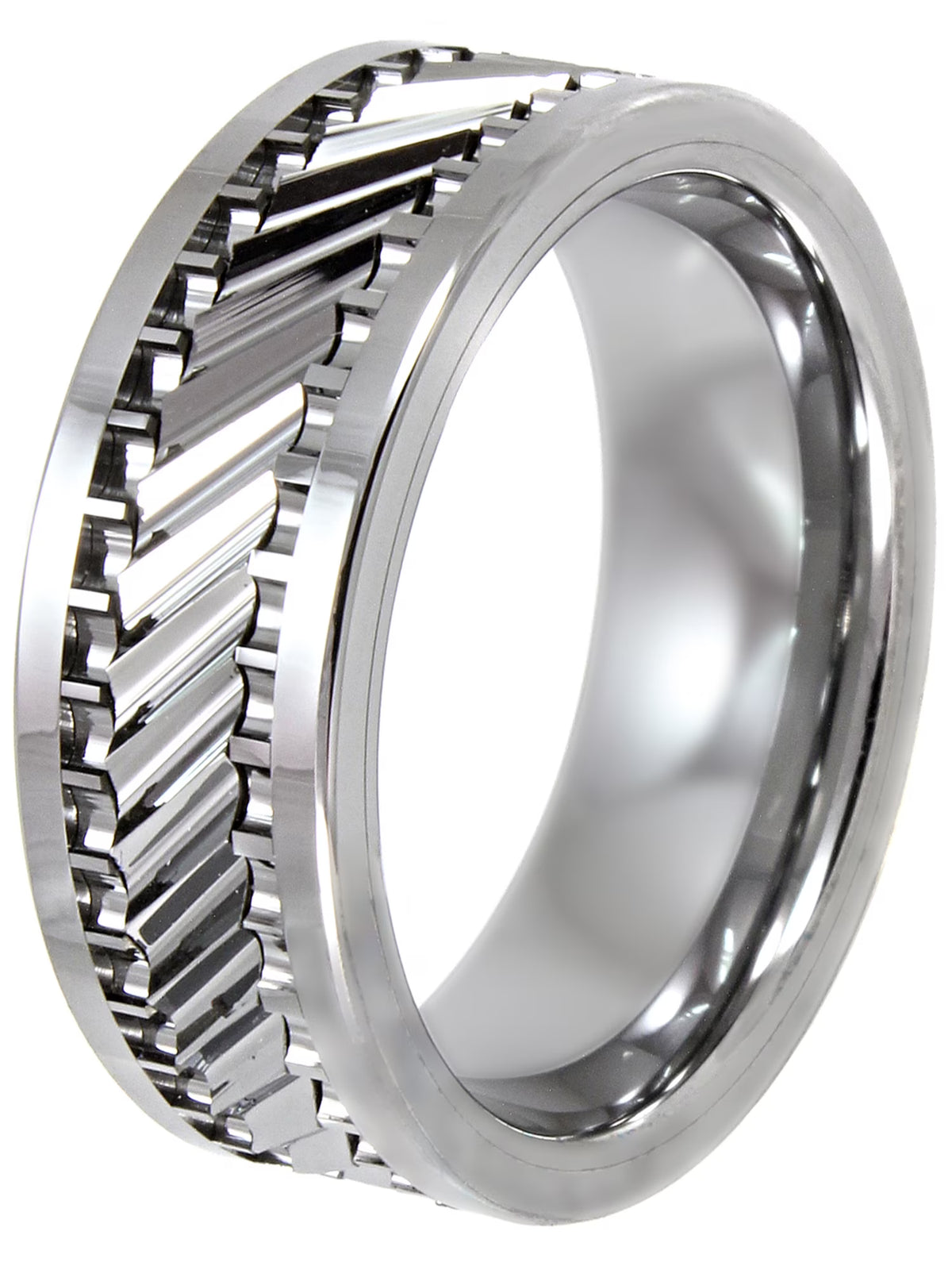Tungsten 8MM Gear Pattern Wedding Band Z10993