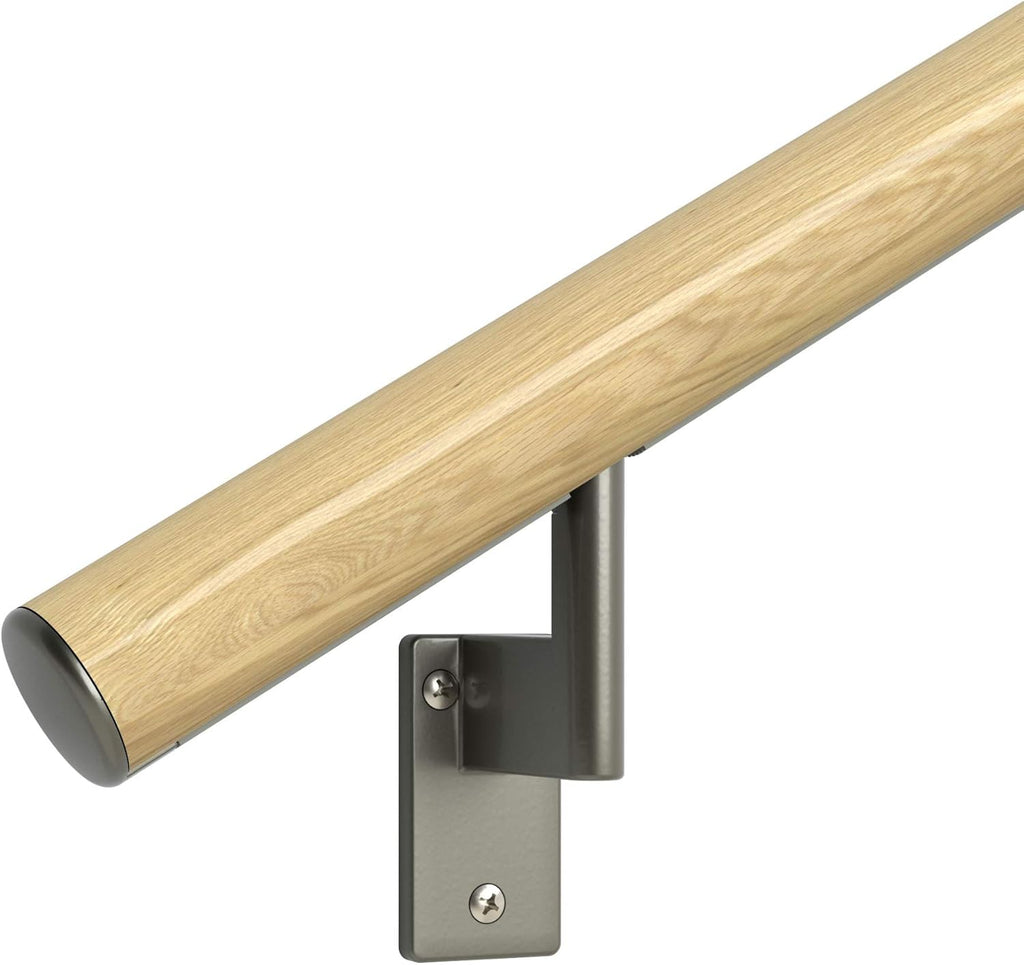 Satin Black Anodized Aluminum Handrail Kit with Wall Brackets and Endcaps L13545
