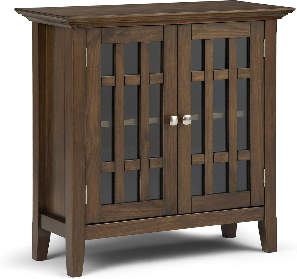 Farmhouse Grey Solid Wood Media Cabinet with 2 Tempered Glass Doors X437646
