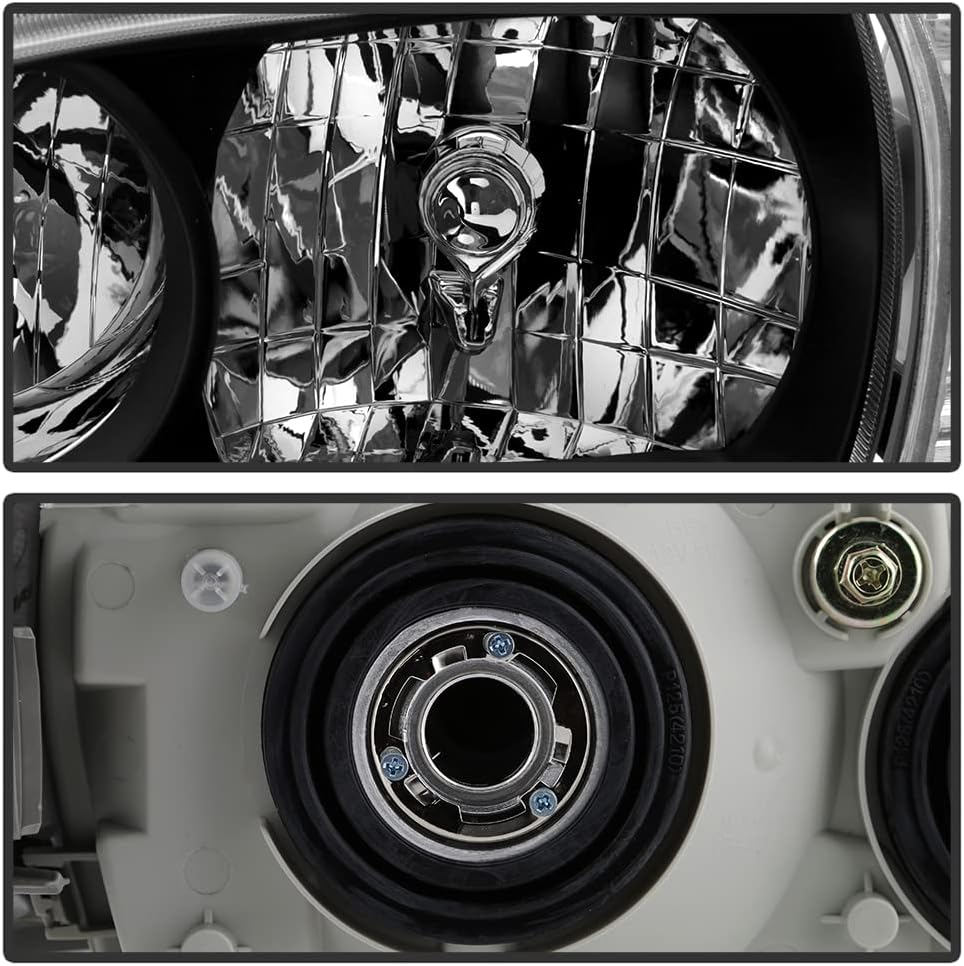 Black Housing Headlights Headlamps with Corner Signal Lamps Pair Set Z7196