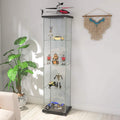White Wood 4-Shelf Glass Display Cabinet with Door B9284