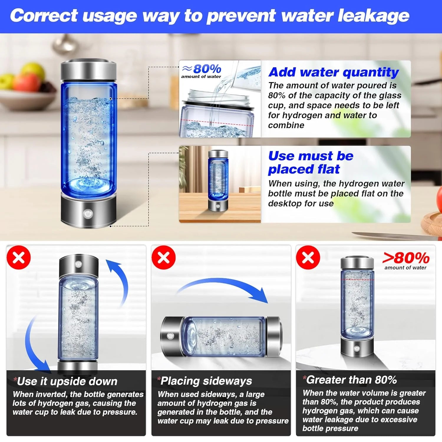 Hydrogen Water Bottle Generator V99824