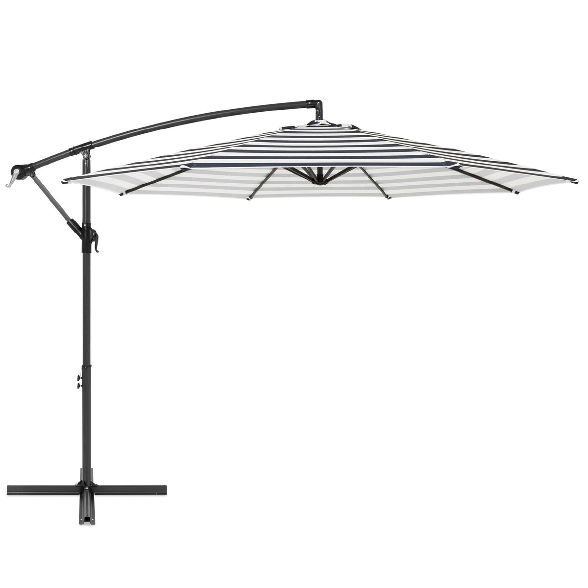 Navy Stripe Cantilever Patio Umbrella with Stand X30682